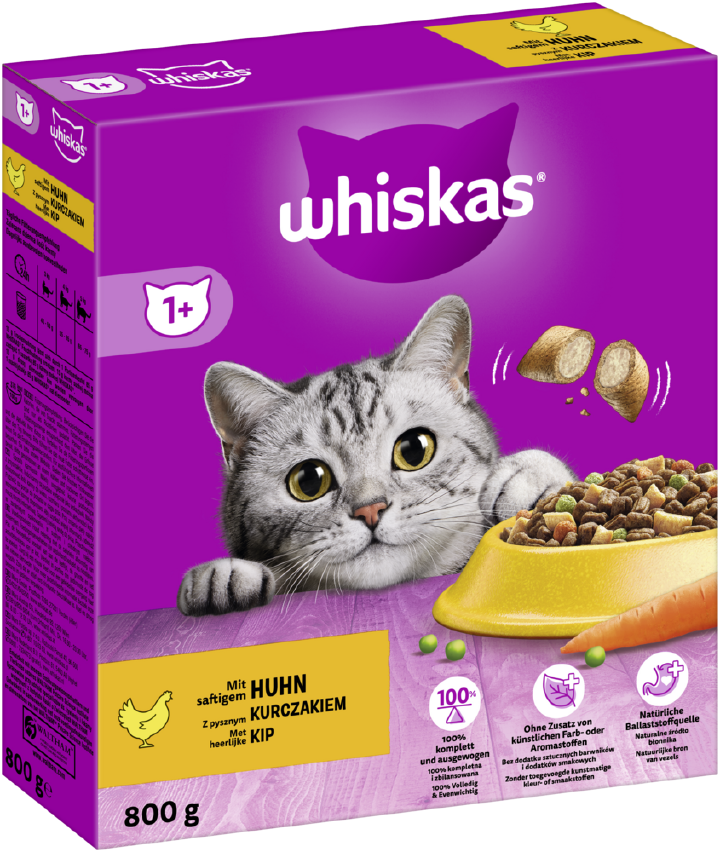 whiskas Katzen-Trockenfutter 1+ mit Huhn